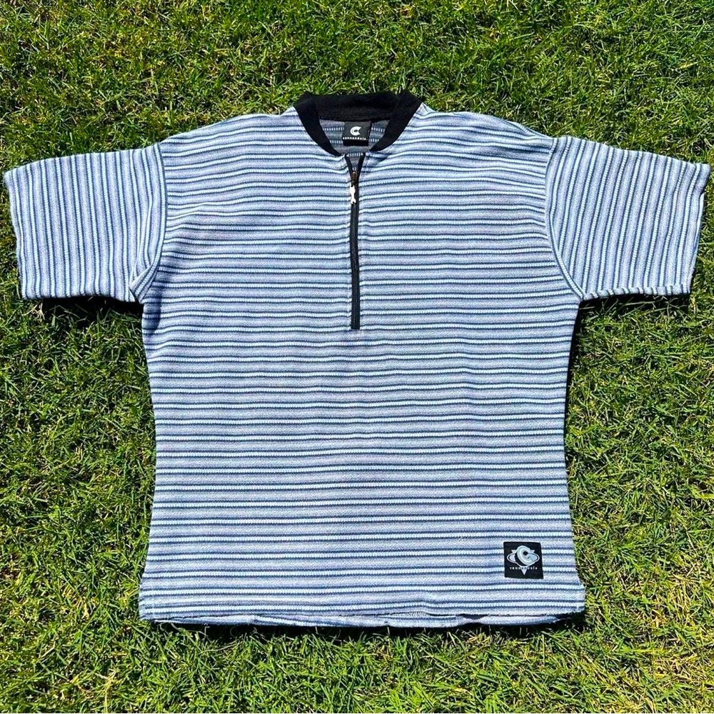 Vintage Striped Cycling Road Biking Zip-Up Shirt